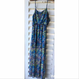 Floral Print Maxi Dress with Straps